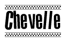 The image contains the text Chevelle in a bold, stylized font, with a checkered flag pattern bordering the top and bottom of the text.