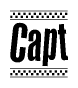The image contains the text Capt in a bold, stylized font, with a checkered flag pattern bordering the top and bottom of the text.