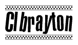 The image contains the text Clbrayton in a bold, stylized font, with a checkered flag pattern bordering the top and bottom of the text.