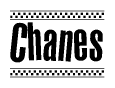 The clipart image displays the text Chanes in a bold, stylized font. It is enclosed in a rectangular border with a checkerboard pattern running below and above the text, similar to a finish line in racing. 