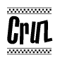 The image is a black and white clipart of the text Cruz in a bold, italicized font. The text is bordered by a dotted line on the top and bottom, and there are checkered flags positioned at both ends of the text, usually associated with racing or finishing lines.