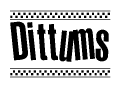The clipart image displays the text Dittums in a bold, stylized font. It is enclosed in a rectangular border with a checkerboard pattern running below and above the text, similar to a finish line in racing. 