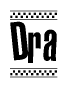 The clipart image displays the text Dra in a bold, stylized font. It is enclosed in a rectangular border with a checkerboard pattern running below and above the text, similar to a finish line in racing. 