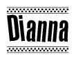 The clipart image displays the text Dianna in a bold, stylized font. It is enclosed in a rectangular border with a checkerboard pattern running below and above the text, similar to a finish line in racing. 