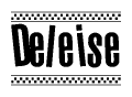 The image contains the text Deleise in a bold, stylized font, with a checkered flag pattern bordering the top and bottom of the text.