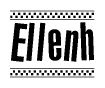 The image contains the text Ellenh in a bold, stylized font, with a checkered flag pattern bordering the top and bottom of the text.