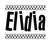 The image contains the text Elidia in a bold, stylized font, with a checkered flag pattern bordering the top and bottom of the text.