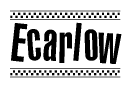 The image contains the text Ecarlow in a bold, stylized font, with a checkered flag pattern bordering the top and bottom of the text.