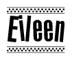 The image contains the text Eileen in a bold, stylized font, with a checkered flag pattern bordering the top and bottom of the text.