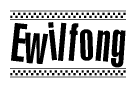 The clipart image displays the text Ewilfong in a bold, stylized font. It is enclosed in a rectangular border with a checkerboard pattern running below and above the text, similar to a finish line in racing. 