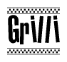 The image contains the text Grilli in a bold, stylized font, with a checkered flag pattern bordering the top and bottom of the text.