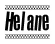 The clipart image displays the text Helane in a bold, stylized font. It is enclosed in a rectangular border with a checkerboard pattern running below and above the text, similar to a finish line in racing. 