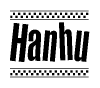 The clipart image displays the text Hanhu in a bold, stylized font. It is enclosed in a rectangular border with a checkerboard pattern running below and above the text, similar to a finish line in racing. 