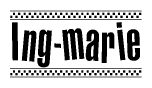 The clipart image displays the text Ing-marie in a bold, stylized font. It is enclosed in a rectangular border with a checkerboard pattern running below and above the text, similar to a finish line in racing. 