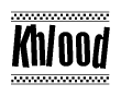 The clipart image displays the text Khlood in a bold, stylized font. It is enclosed in a rectangular border with a checkerboard pattern running below and above the text, similar to a finish line in racing. 