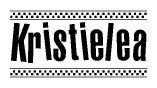 The image contains the text Kristielea in a bold, stylized font, with a checkered flag pattern bordering the top and bottom of the text.