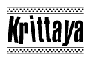 The clipart image displays the text Krittaya in a bold, stylized font. It is enclosed in a rectangular border with a checkerboard pattern running below and above the text, similar to a finish line in racing. 