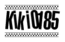 The image contains the text Kiki0185 in a bold, stylized font, with a checkered flag pattern bordering the top and bottom of the text.