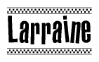 The clipart image displays the text Larraine in a bold, stylized font. It is enclosed in a rectangular border with a checkerboard pattern running below and above the text, similar to a finish line in racing. 