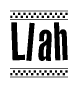 The clipart image displays the text Llah in a bold, stylized font. It is enclosed in a rectangular border with a checkerboard pattern running below and above the text, similar to a finish line in racing. 