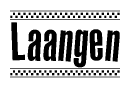 The clipart image displays the text Laangen in a bold, stylized font. It is enclosed in a rectangular border with a checkerboard pattern running below and above the text, similar to a finish line in racing. 