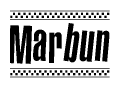 The image contains the text Marbun in a bold, stylized font, with a checkered flag pattern bordering the top and bottom of the text.