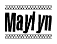 The clipart image displays the text Maylyn in a bold, stylized font. It is enclosed in a rectangular border with a checkerboard pattern running below and above the text, similar to a finish line in racing. 