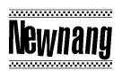 The image contains the text Newnang in a bold, stylized font, with a checkered flag pattern bordering the top and bottom of the text.