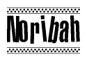 The clipart image displays the text Noribah in a bold, stylized font. It is enclosed in a rectangular border with a checkerboard pattern running below and above the text, similar to a finish line in racing. 