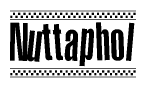 The image contains the text Nuttaphol in a bold, stylized font, with a checkered flag pattern bordering the top and bottom of the text.