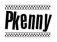 The clipart image displays the text Pkenny in a bold, stylized font. It is enclosed in a rectangular border with a checkerboard pattern running below and above the text, similar to a finish line in racing. 
