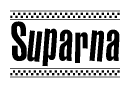 The clipart image displays the text Suparna in a bold, stylized font. It is enclosed in a rectangular border with a checkerboard pattern running below and above the text, similar to a finish line in racing. 