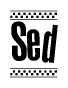 The clipart image displays the text Sed in a bold, stylized font. It is enclosed in a rectangular border with a checkerboard pattern running below and above the text, similar to a finish line in racing. 