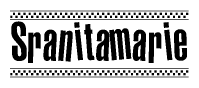 The clipart image displays the text Sranitamarie in a bold, stylized font. It is enclosed in a rectangular border with a checkerboard pattern running below and above the text, similar to a finish line in racing. 