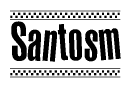 The clipart image displays the text Santosm in a bold, stylized font. It is enclosed in a rectangular border with a checkerboard pattern running below and above the text, similar to a finish line in racing. 