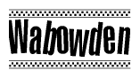 The clipart image displays the text Wabowden in a bold, stylized font. It is enclosed in a rectangular border with a checkerboard pattern running below and above the text, similar to a finish line in racing. 