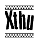 The image contains the text Xthu in a bold, stylized font, with a checkered flag pattern bordering the top and bottom of the text.