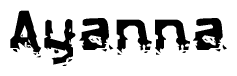 The image contains the word Ayanna in a stylized font with a static looking effect at the bottom of the words
