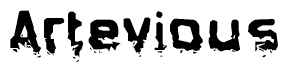The image contains the word Artevious in a stylized font with a static looking effect at the bottom of the words