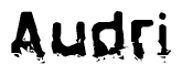 The image contains the word Audri in a stylized font with a static looking effect at the bottom of the words