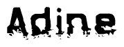 This nametag says Adine, and has a static looking effect at the bottom of the words. The words are in a stylized font.