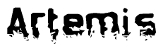 The image contains the word Artemis in a stylized font with a static looking effect at the bottom of the words