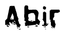 The image contains the word Abir in a stylized font with a static looking effect at the bottom of the words