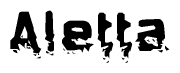 The image contains the word Aletta in a stylized font with a static looking effect at the bottom of the words