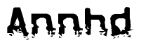 This nametag says Annhd, and has a static looking effect at the bottom of the words. The words are in a stylized font.