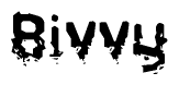 The image contains the word Bivvy in a stylized font with a static looking effect at the bottom of the words
