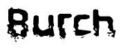 This nametag says Burch, and has a static looking effect at the bottom of the words. The words are in a stylized font.