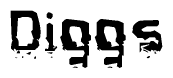 The image contains the word Diggs in a stylized font with a static looking effect at the bottom of the words
