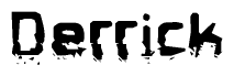 The image contains the word Derrick in a stylized font with a static looking effect at the bottom of the words
