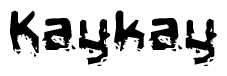 The image contains the word Kaykay in a stylized font with a static looking effect at the bottom of the words
